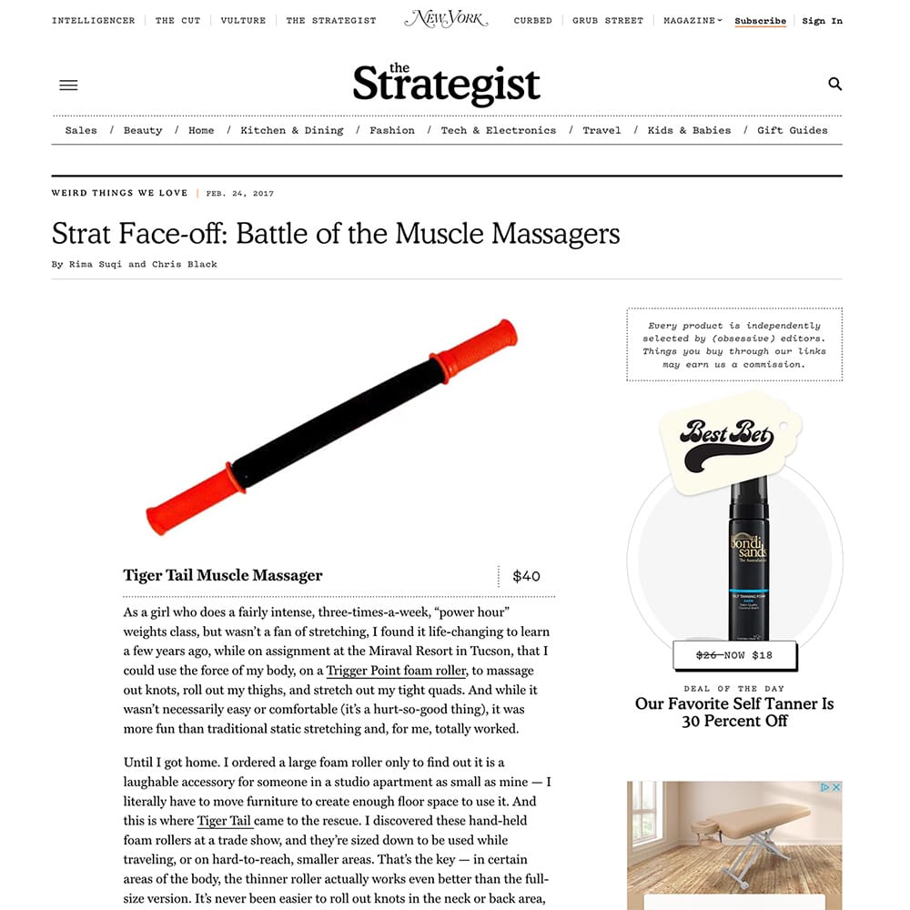 New York Magazine — Strat Face-off: Battle of the Muscle Massagers