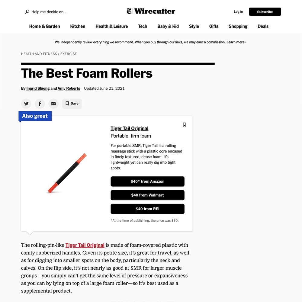 New York Times — The Best Foam Rollers
