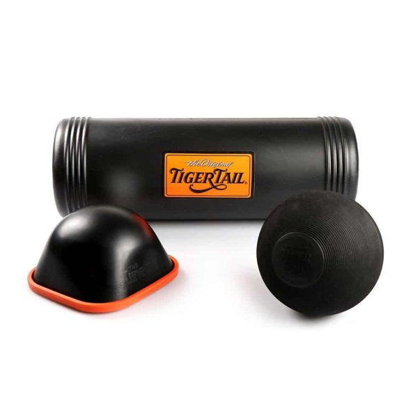 The Back Muscle Care Kit Featuring The Big One Foam Roller, The Curve Ball and The Tiger Ball 5.0 to work out muscle knots and relieve sore muscles in the back, shoulders, glutes, and other hard-to-reach muscles.