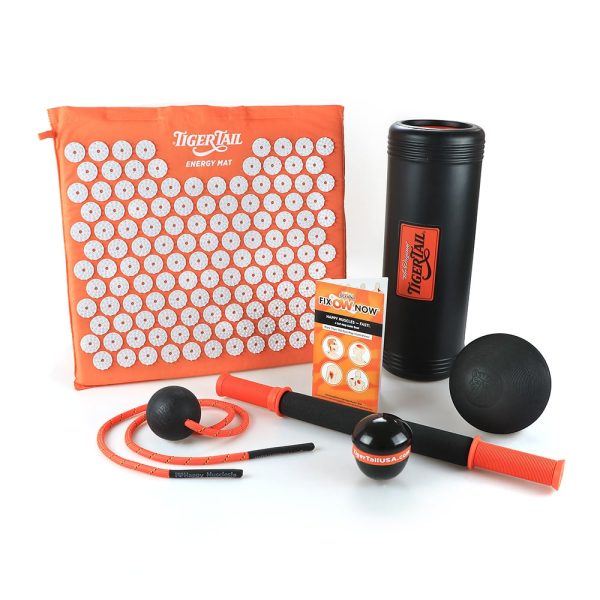 The Recess Master Kit features all of Tiger Tail’s amazing tools to massage your neck, shoulder, back, and arms, help relieve sore muscles, soothe stress, and recover.
