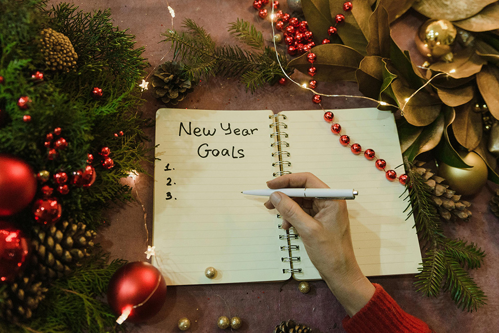 New Year Goals in Christmas Setting