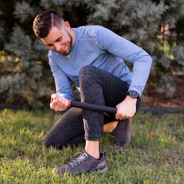 The Original 18" Handheld Foam Roller Massage Stick targets large muscle groups like legs, back, and shoulders. Its cushioned grip provides smooth pressure without discomfort, making it ideal for daily use.