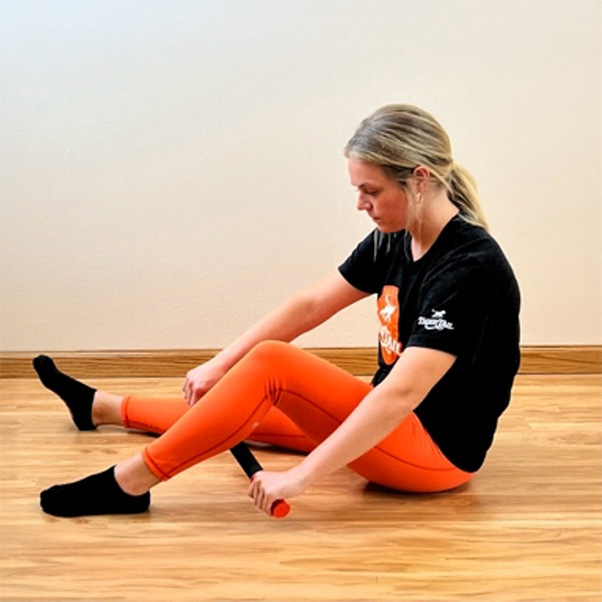 The Original 18 foam roller massage stick is ideal for sitting down and rolling out the gastrocnemius and soleus muscles on the back of the calf.
